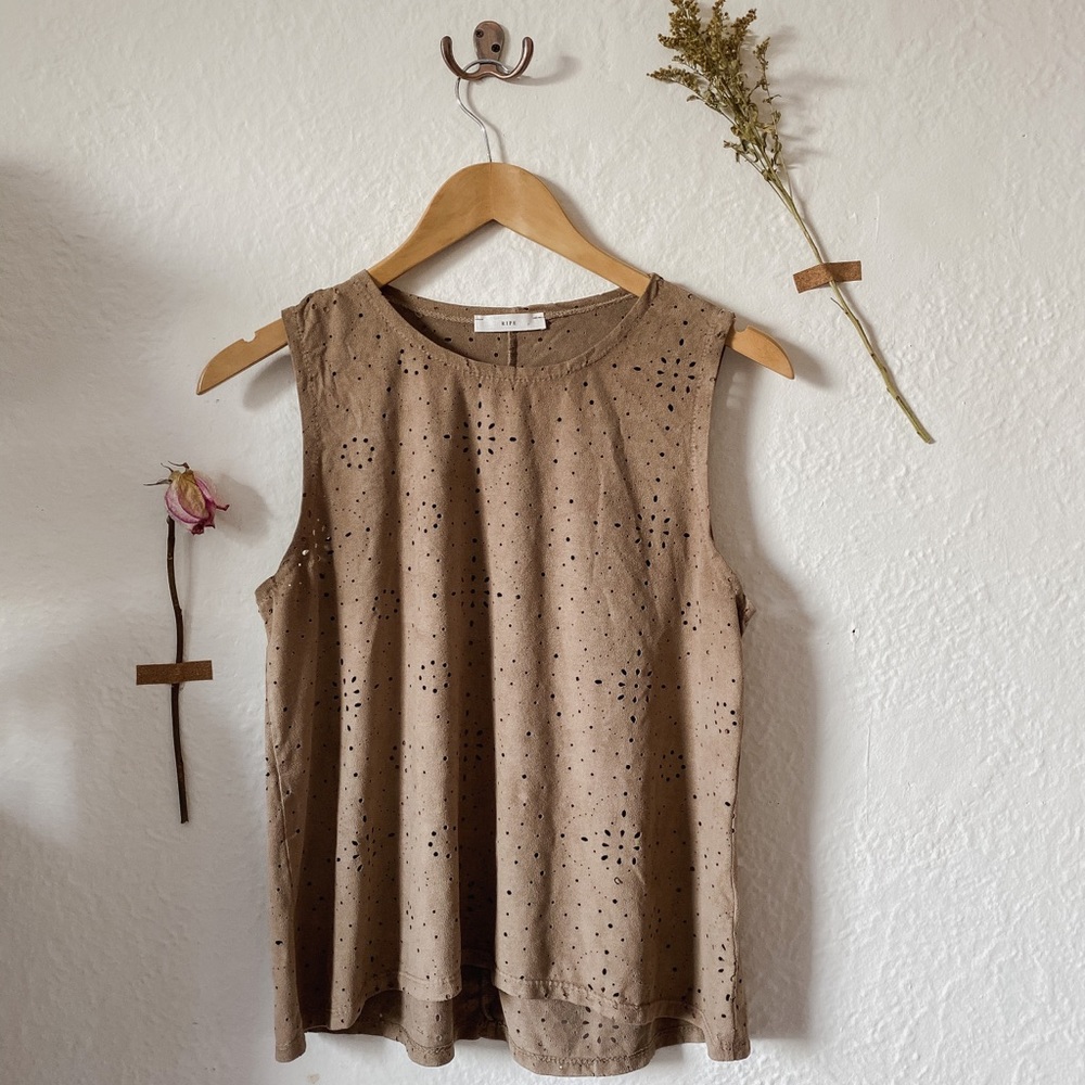 Faux suede boho top